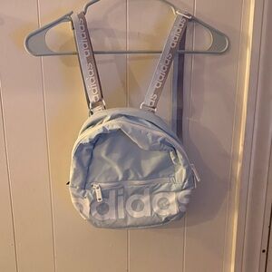 adidas Pale Blue Round Mini Backpack with White Logo